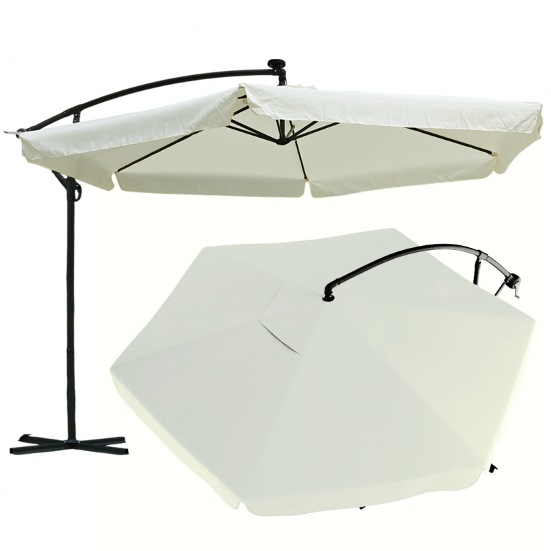 Parasol ogrodowy z wysięgnikiem i falbanką, kremowy 3,5 m. OGP10 - obrazek 3
