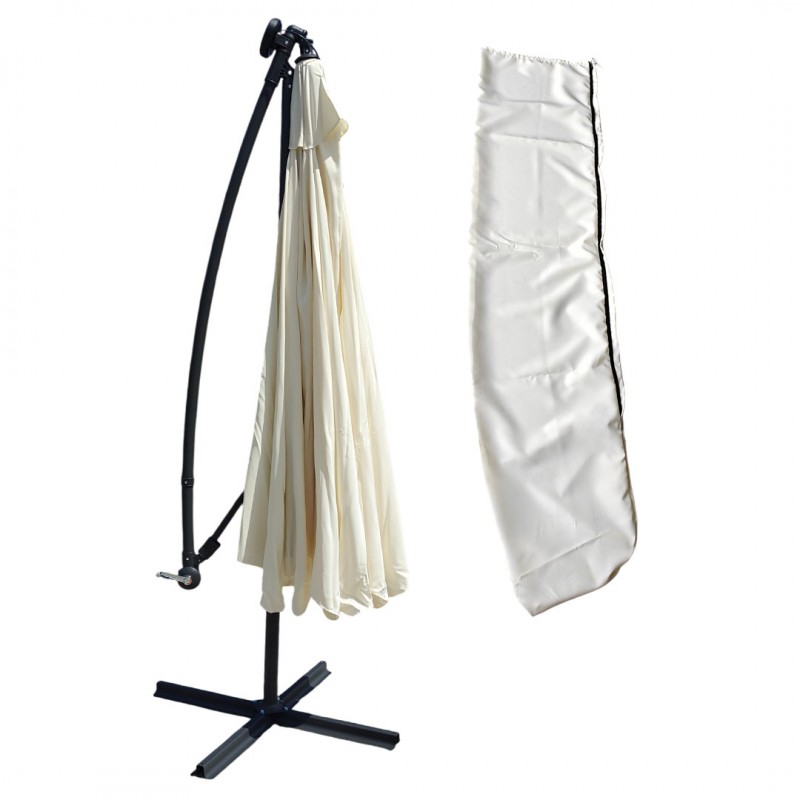 Parasol ogrodowy z wysięgnikiem i falbanką, kremowy 3,5 m. OGP10 - obrazek 4