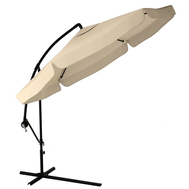 Parasol ogrodowy z wysięgnikiem i falbanką, kremowy 3,5 m. OGP10 - obrazek 6