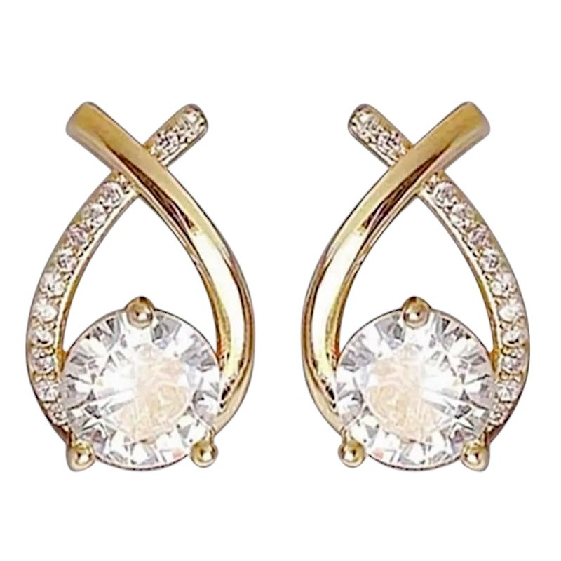 Kolczyki wiszące ze stali szlachetnej platerowanej 14k złotem KST3313 - obrazek 4