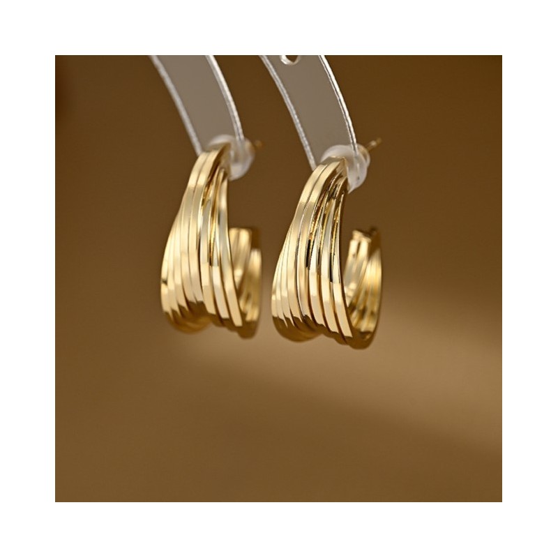 Kolczyki ze stali szlachetnej pozłacanej 14k złotem, sztyft srebro S925 KST3404 - obrazek 3