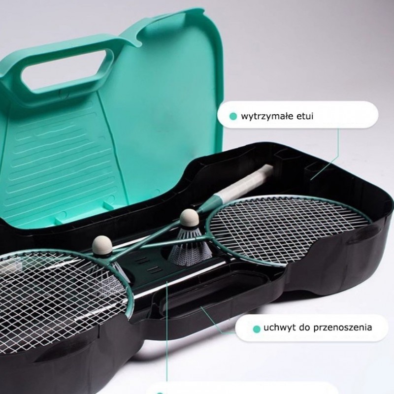 Zestaw do badmintona 2 paletki, lotki, siatka w transportowym etui AR01 - obrazek 5