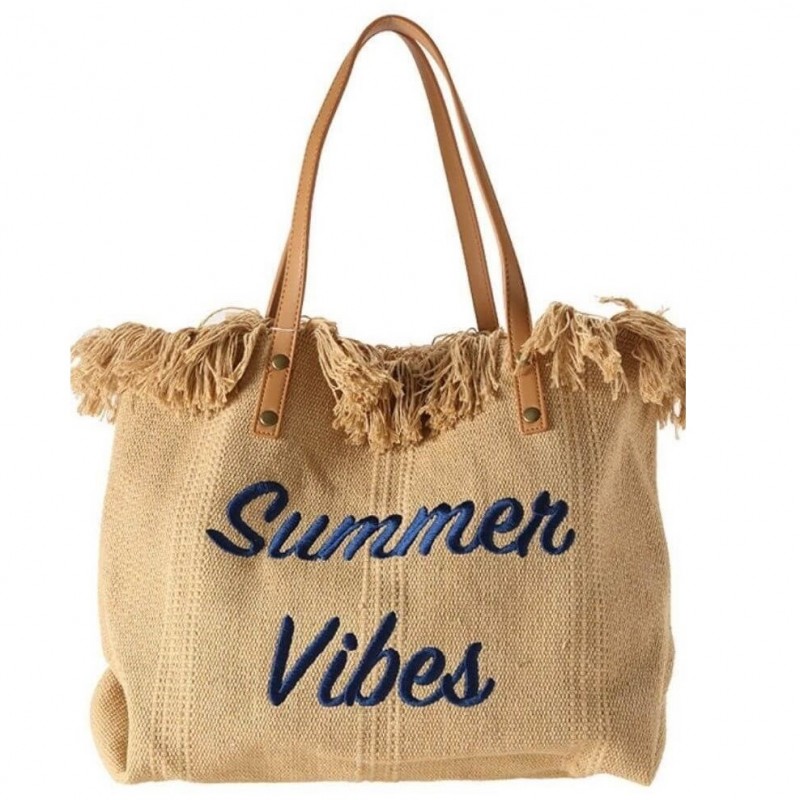 TORBA PLAŻOWA , na zakupy duża i pojemna z frędzlami BOHO, brąz TP11BR - obrazek 3
