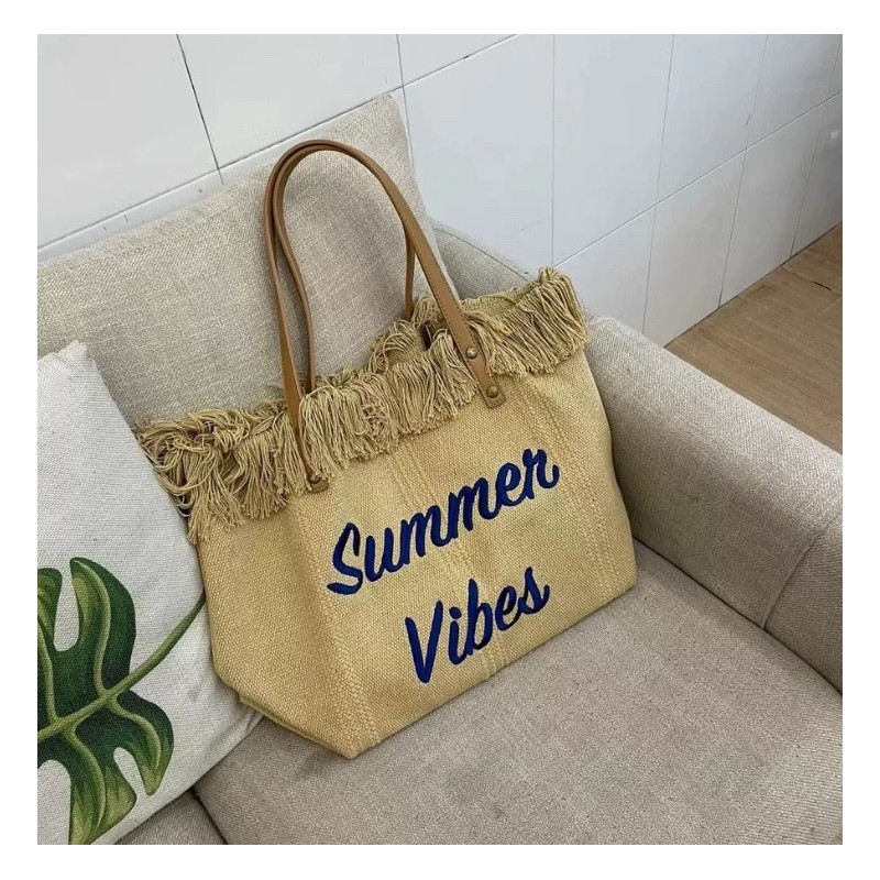 TORBA PLAŻOWA , na zakupy duża i pojemna z frędzlami BOHO, brąz TP11BR - obrazek 5