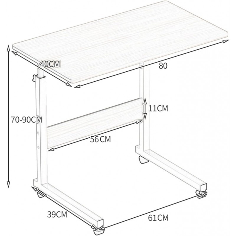 Mobilne biurko stolik pod laptop tablet, regulowane na kółkach STL03WZ4 - obrazek 5