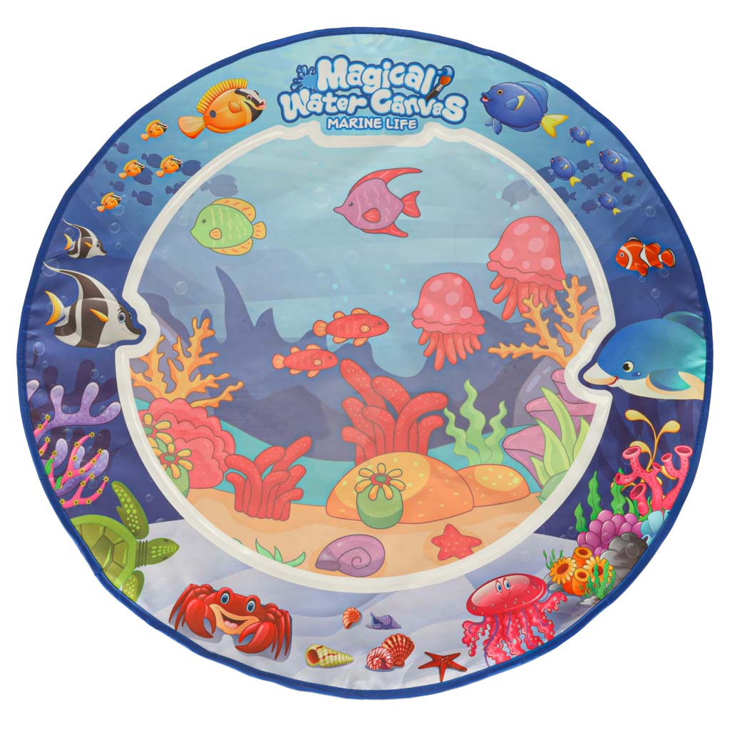 Mata wodna do malowania rysowania wodą mazaki pieczątki szablony wałek okrągła 80cm wodny świat - obrazek 5