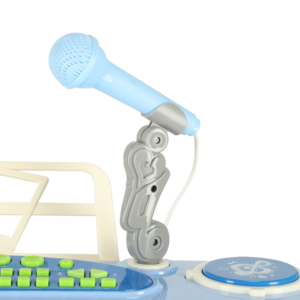 Keyboard dla dzieci pianinko interaktywne organki 37 klawiszy mikrofon statyw niebieskie - obrazek 6