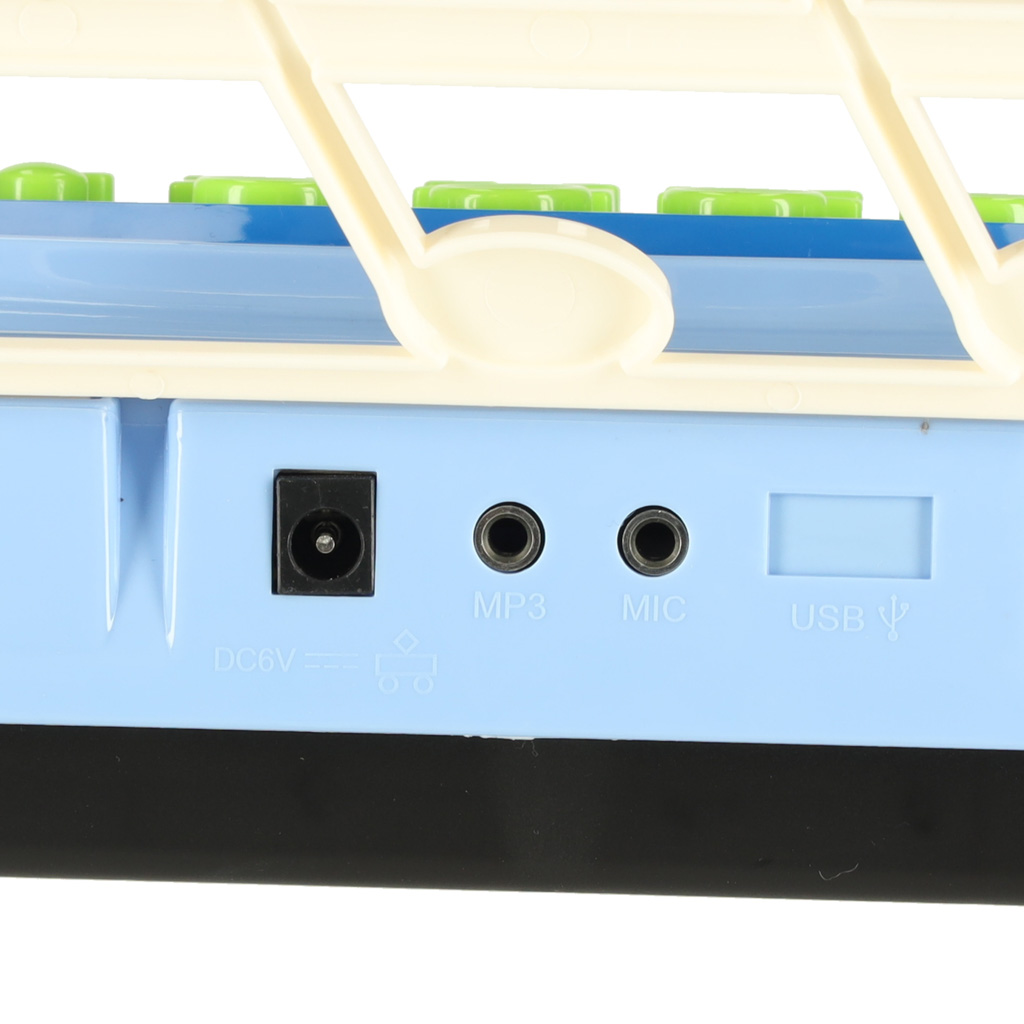 Keyboard dla dzieci pianinko interaktywne organki 37 klawiszy mikrofon statyw niebieskie - obrazek 7