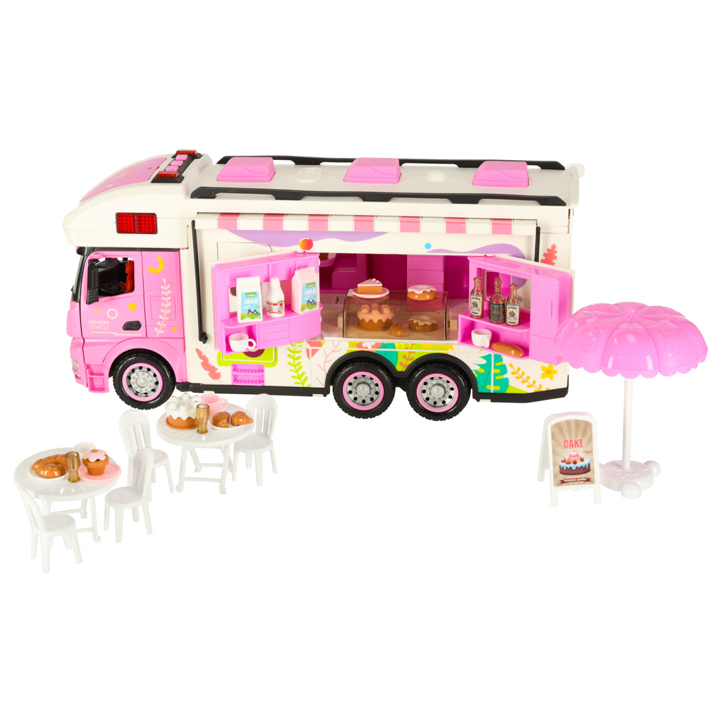 Kamper zdalnie sterowany na pilota samochód kempingowy auto 2,4GHz dźwięki światła akcesoria różowy - obrazek 7