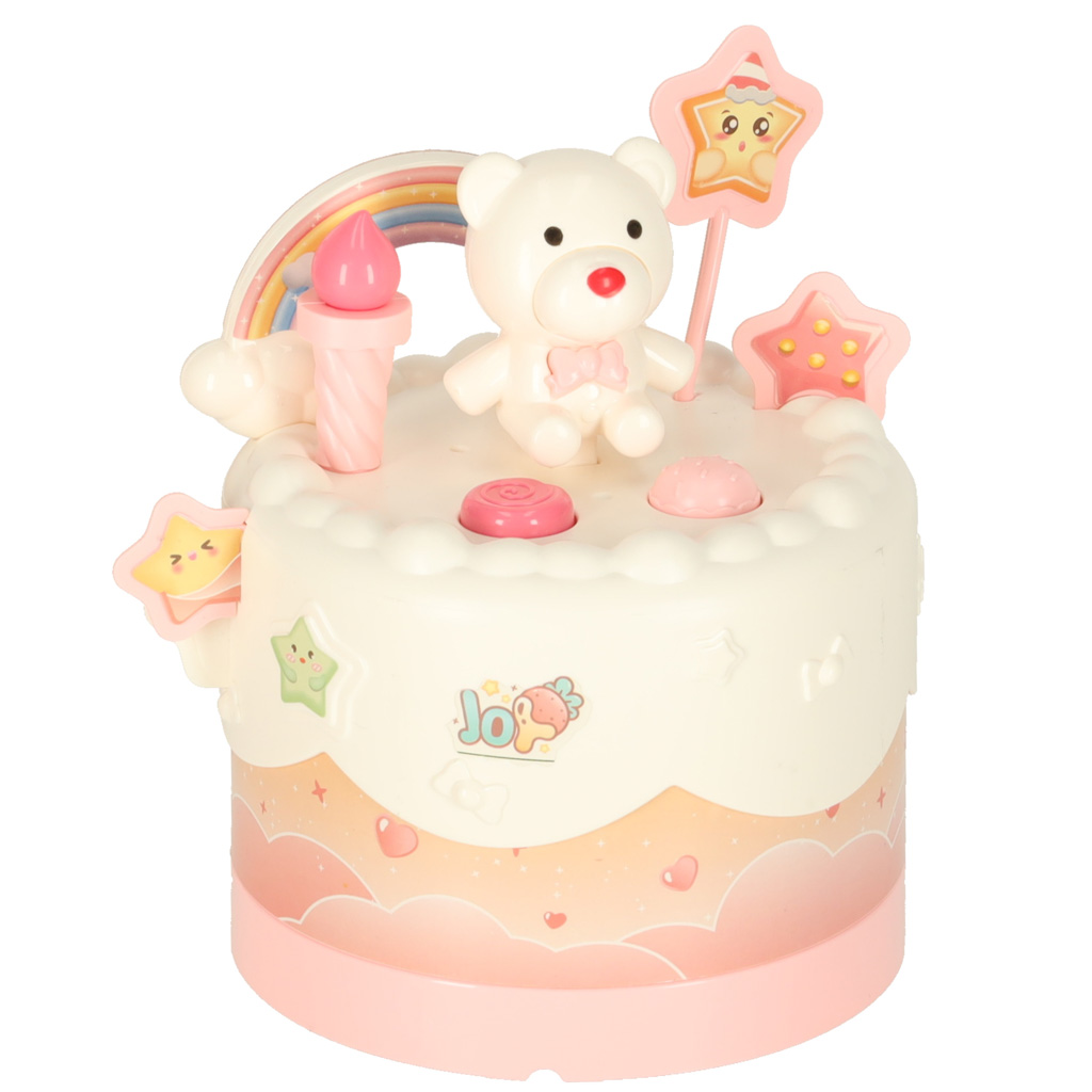 Tort urodzinowy piętrowy do krojenia na rzepy muzyka światła kuchnia 16 elementów różowy - obrazek 4