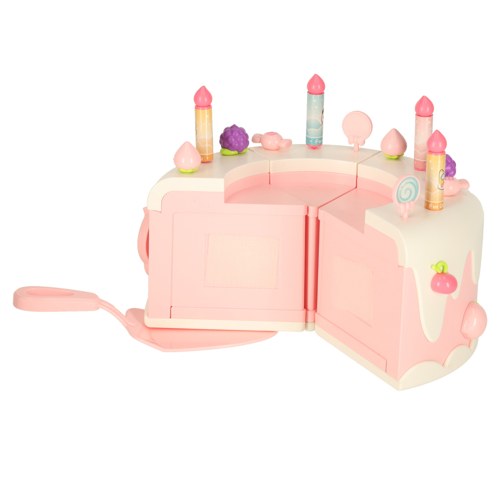 Tort urodzinowy piętrowy do krojenia na rzepy muzyka światła kuchnia 16 elementów różowy - obrazek 6