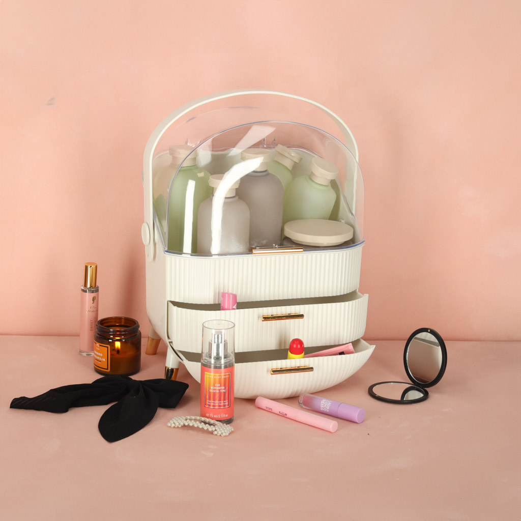 Szkatułka organizer na kosmetyki szafka biała - obrazek 6