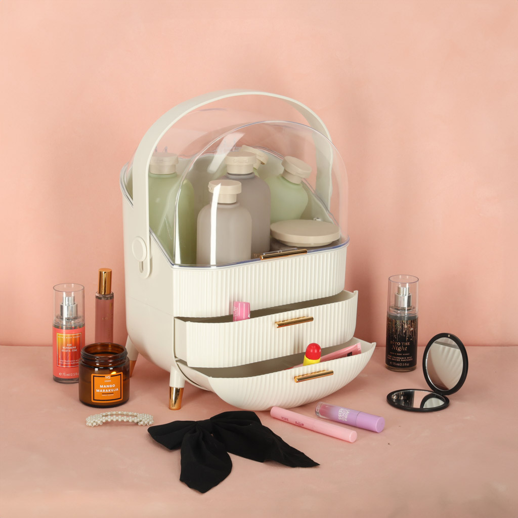 Szkatułka organizer na kosmetyki szafka biała - obrazek 7