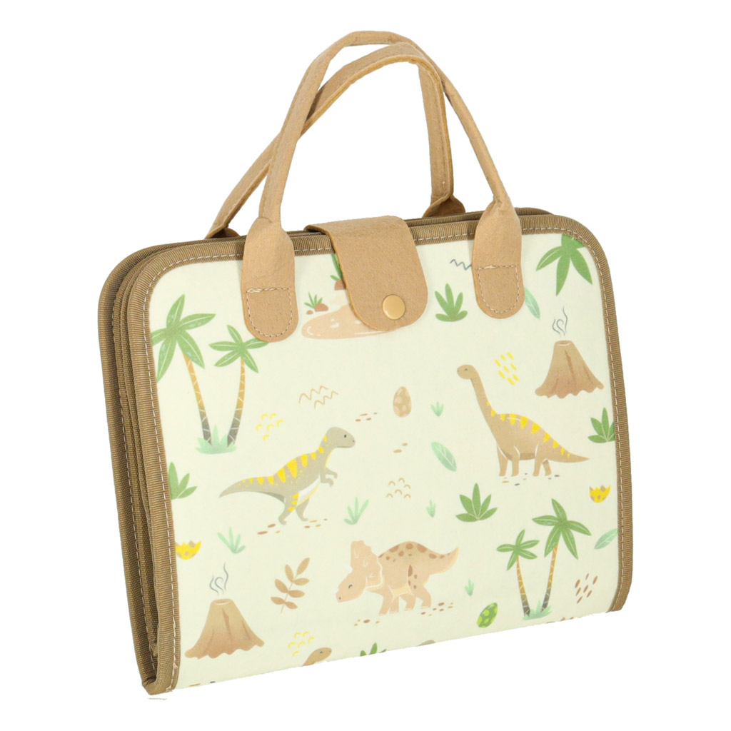 Tablica manipulacyjna sensoryczna montessori walizka dinozaury