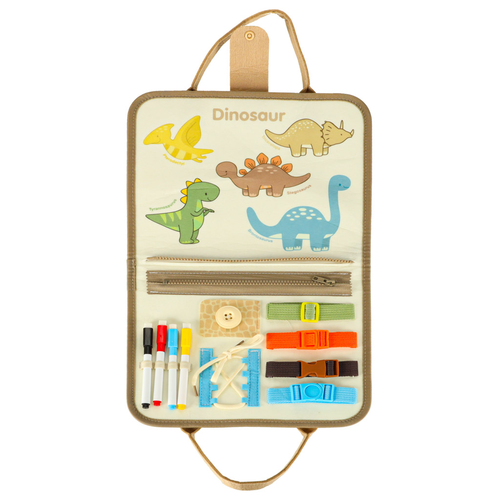 Tablica manipulacyjna sensoryczna montessori walizka dinozaury - obrazek 5