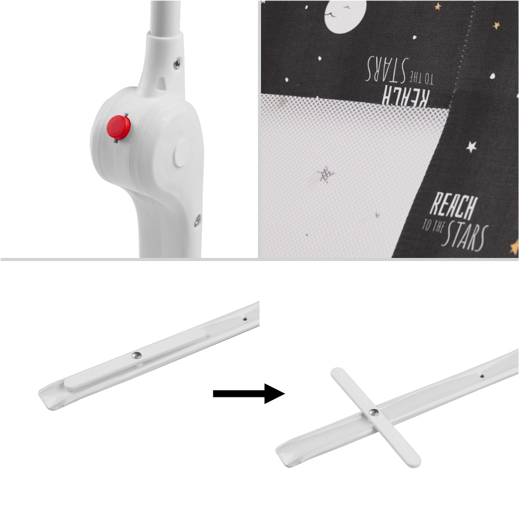 Barierka osłona ochronna do łóżka otwierana 200 cm czarna - obrazek 3