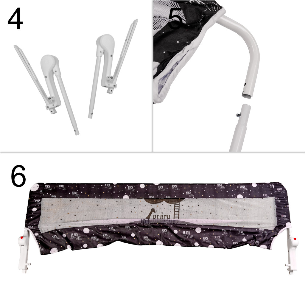 Barierka osłona ochronna do łóżka otwierana 200 cm czarna - obrazek 5