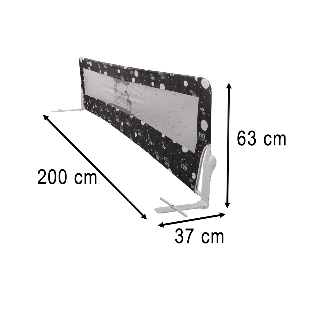 Barierka osłona ochronna do łóżka otwierana 200 cm czarna - obrazek 7