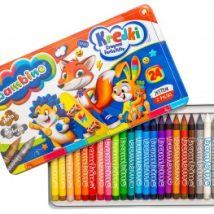 Kredki w metalowym pudełku 24 kolory + temperówka BAMBINO