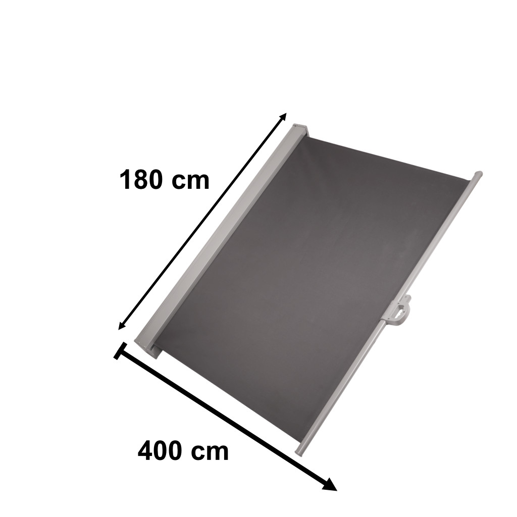 Markiza boczna tarasowa LUARO parawan zwijana 180 x 400 cm szara - obrazek 3