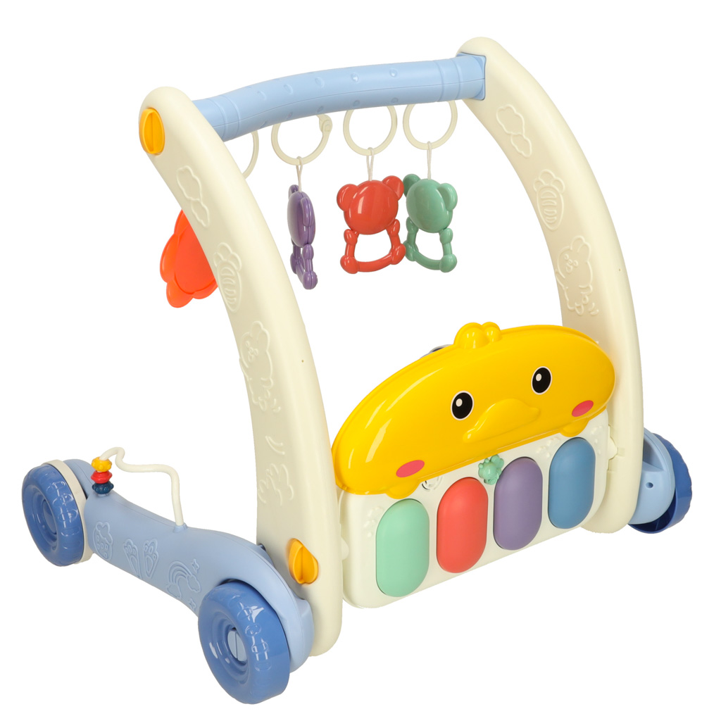 Mata edukacyjna chodzik pchacz z pianinkiem 2w1 Bibi-inn niebieska - obrazek 3