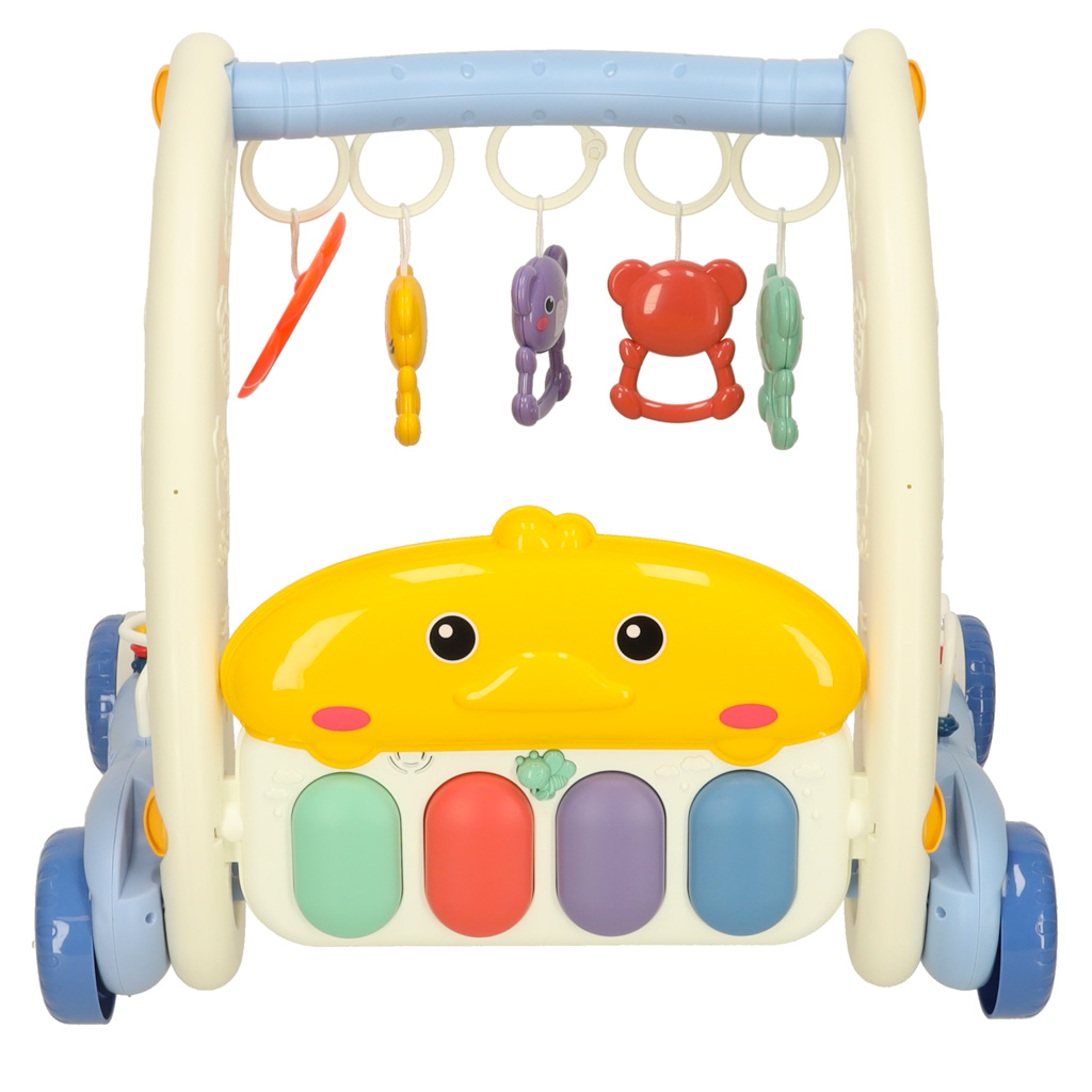 Mata edukacyjna chodzik pchacz z pianinkiem 2w1 Bibi-inn niebieska - obrazek 4