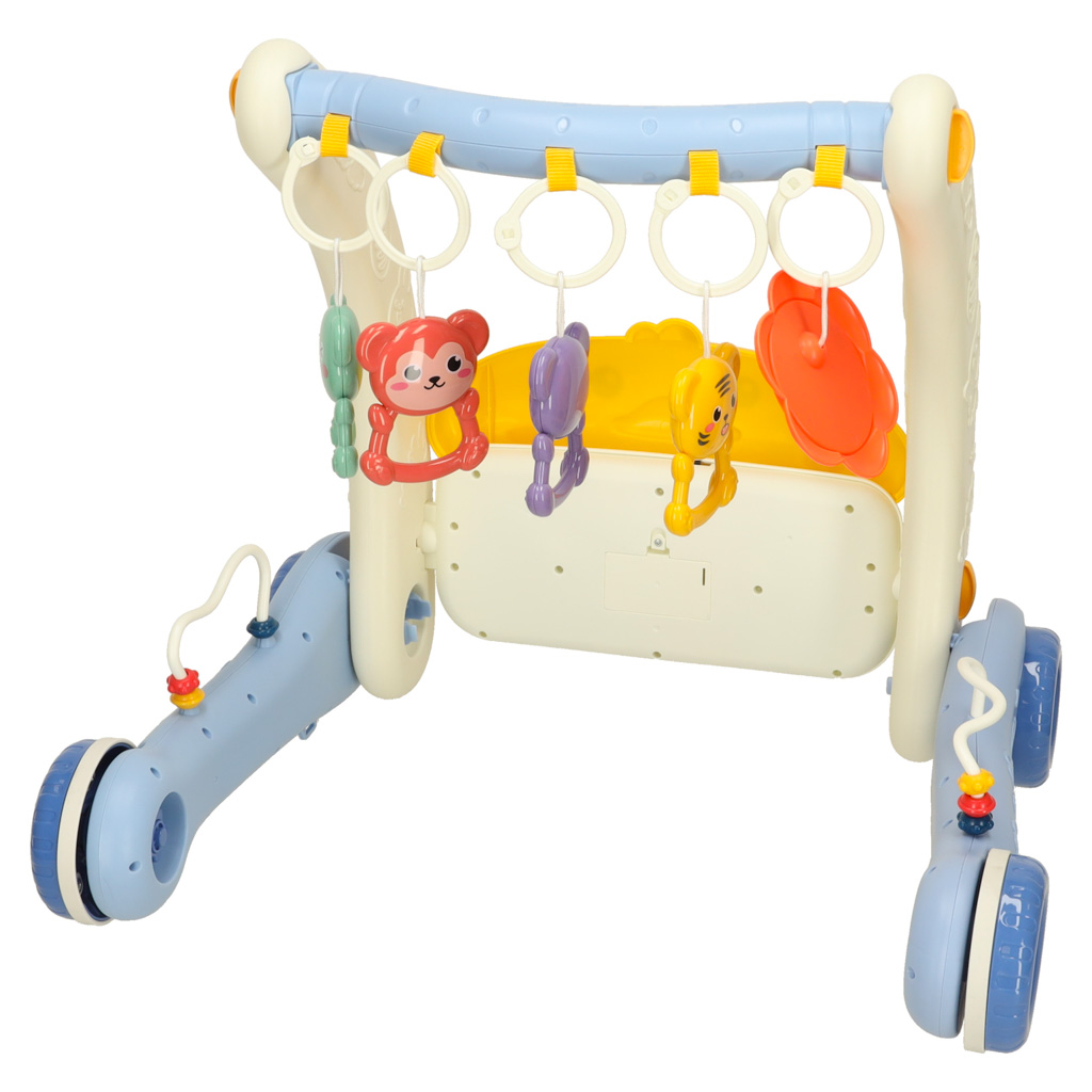 Mata edukacyjna chodzik pchacz z pianinkiem 2w1 Bibi-inn niebieska - obrazek 5