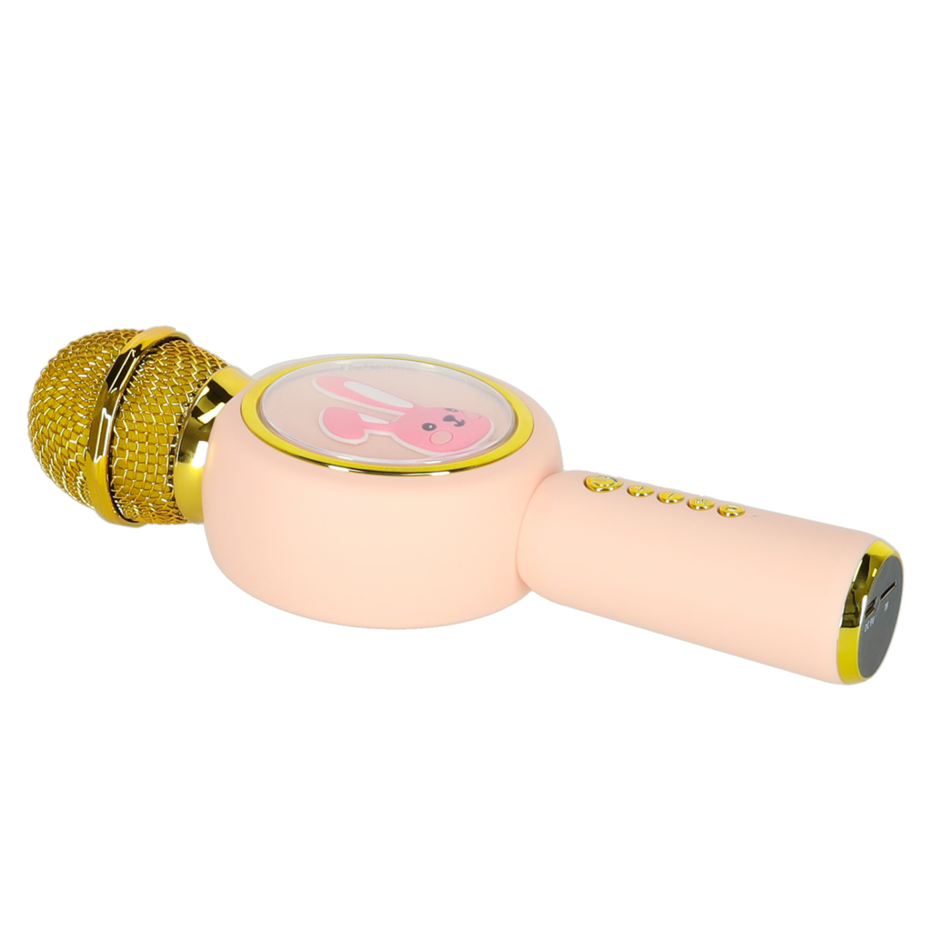 Mikrofon bezprzewodowy do karaoke bluetooth głośnik króliczek różowy - obrazek 5
