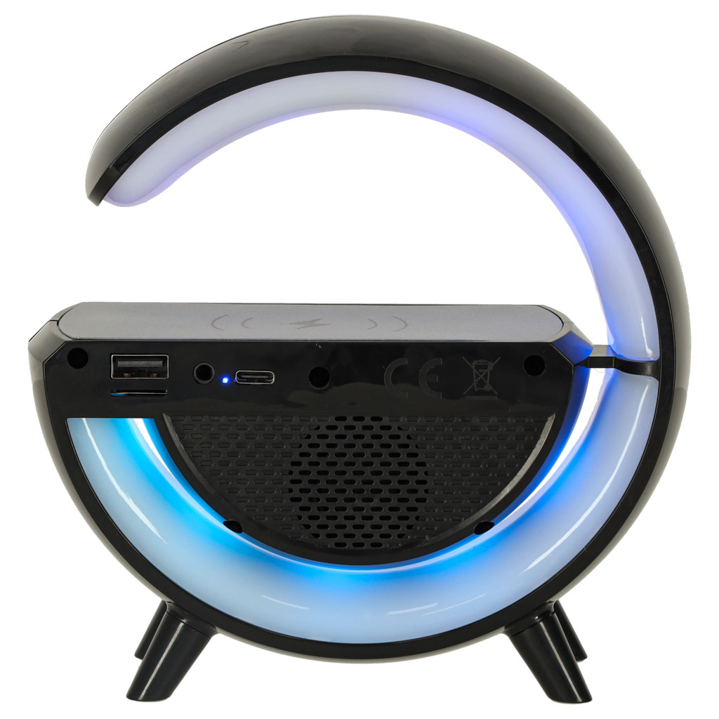 Lampka LED Gamingowa RGB głośnik ładowarka indukcyjna czarna - obrazek 7