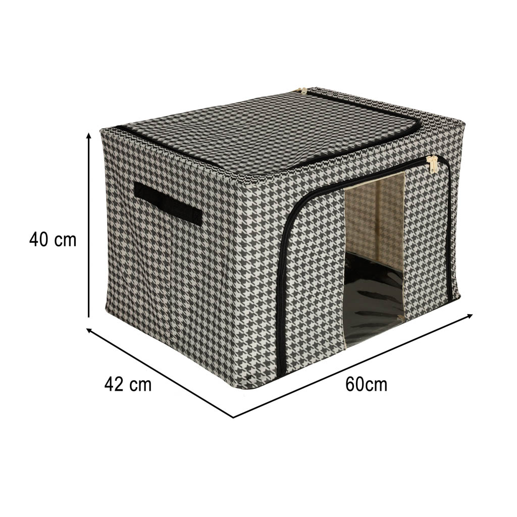Organizer na pościel ubrania do szafy pokrowiec torba ze stelażem biały czarny 100L - obrazek 7