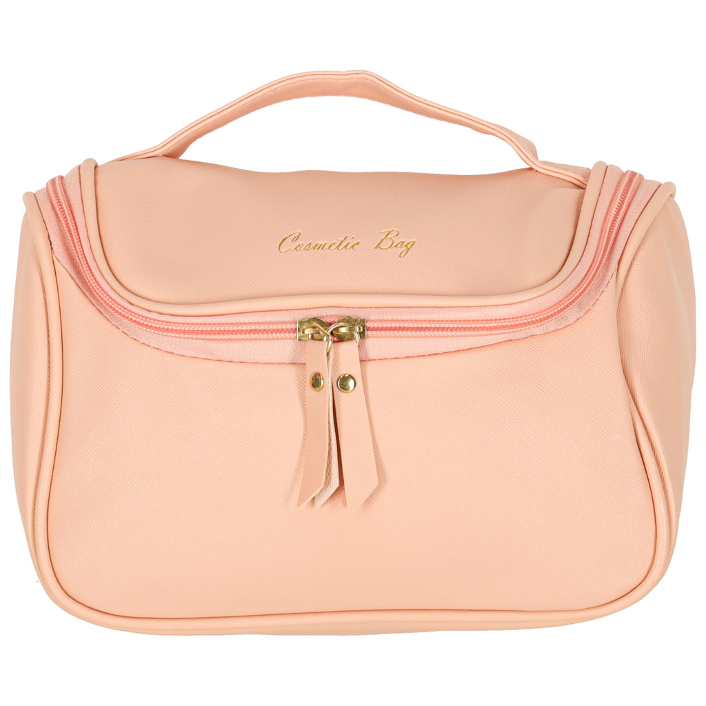 Kosmetyczka kuferek organizer podróżna damska męska pojemna na wakacje różowa - obrazek 3