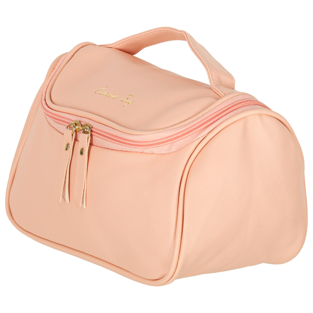 Kosmetyczka kuferek organizer podróżna damska męska pojemna na wakacje różowa - obrazek 4