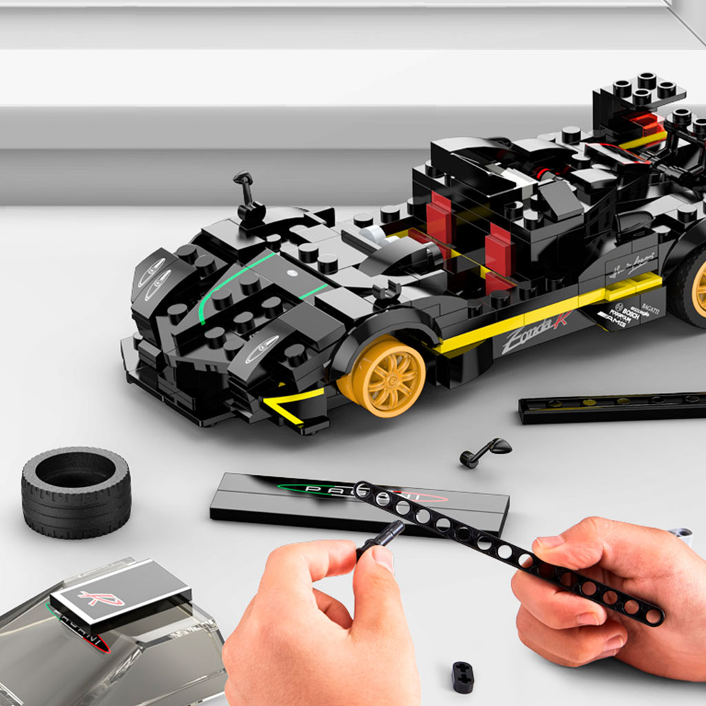 Samochód Rastar 93900-B Pagani Zonda R 1:28 klocki 387el. - obrazek 6