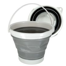 Wiadro silikonowe wiaderko składane uniwersalne z raczką kempingowe na grzyby ryby 10 L szary
