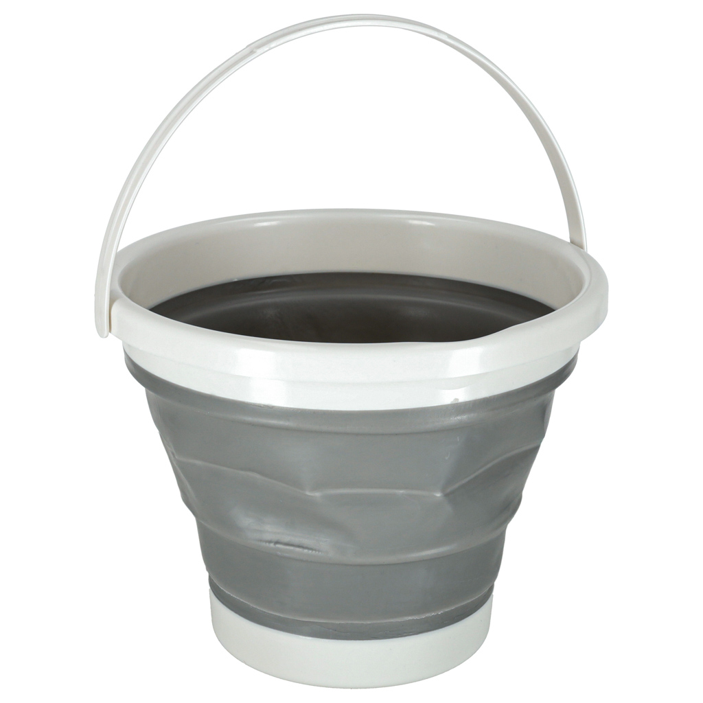 Wiadro silikonowe wiaderko składane uniwersalne z raczką kempingowe na grzyby ryby 10 L szary - obrazek 3