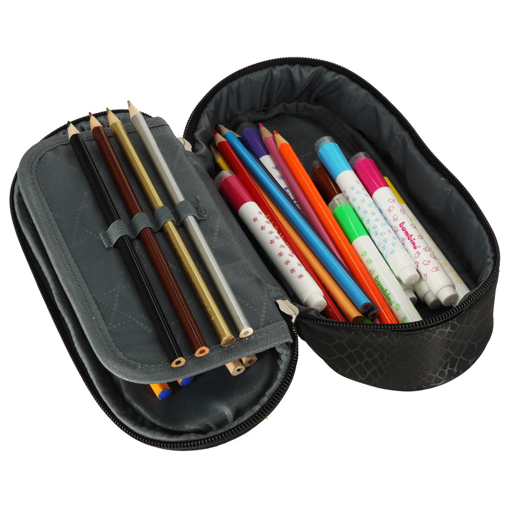 Piórnik szkolny jednokomorowy St. Right Czarny - obrazek 5