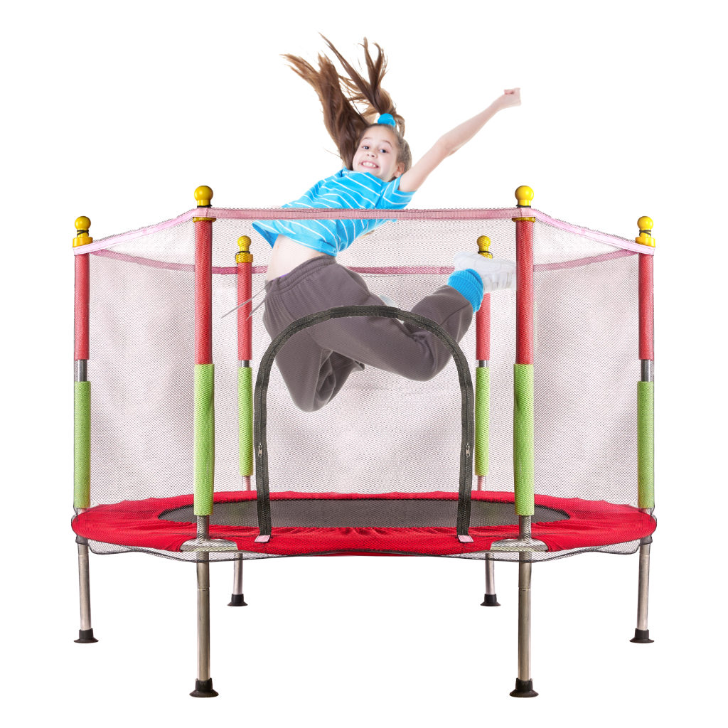 Trampolina do domu ogrodu dla dzieci siatka piłki 140cm 55inch czerwona