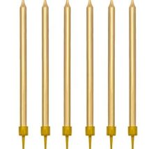 Świeczki urodzinowe na tort gładkie złote długie 12 sztuk 12,5cm