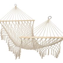Hamak ogrodowy brazylijski boho siatka frędzle 200cm 150kg Ecru
