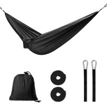 Hamak biwakowy turystyczny podróżny przenośny na biwak 260cm 120kg + pokrowiec czarny