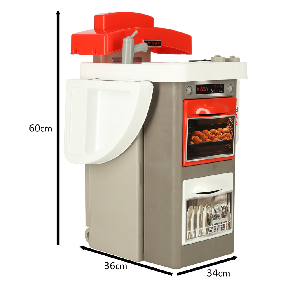 Kuchnia dla dzieci kran palniki elektryczne dźwięki składana walizka na kółkach - obrazek 7