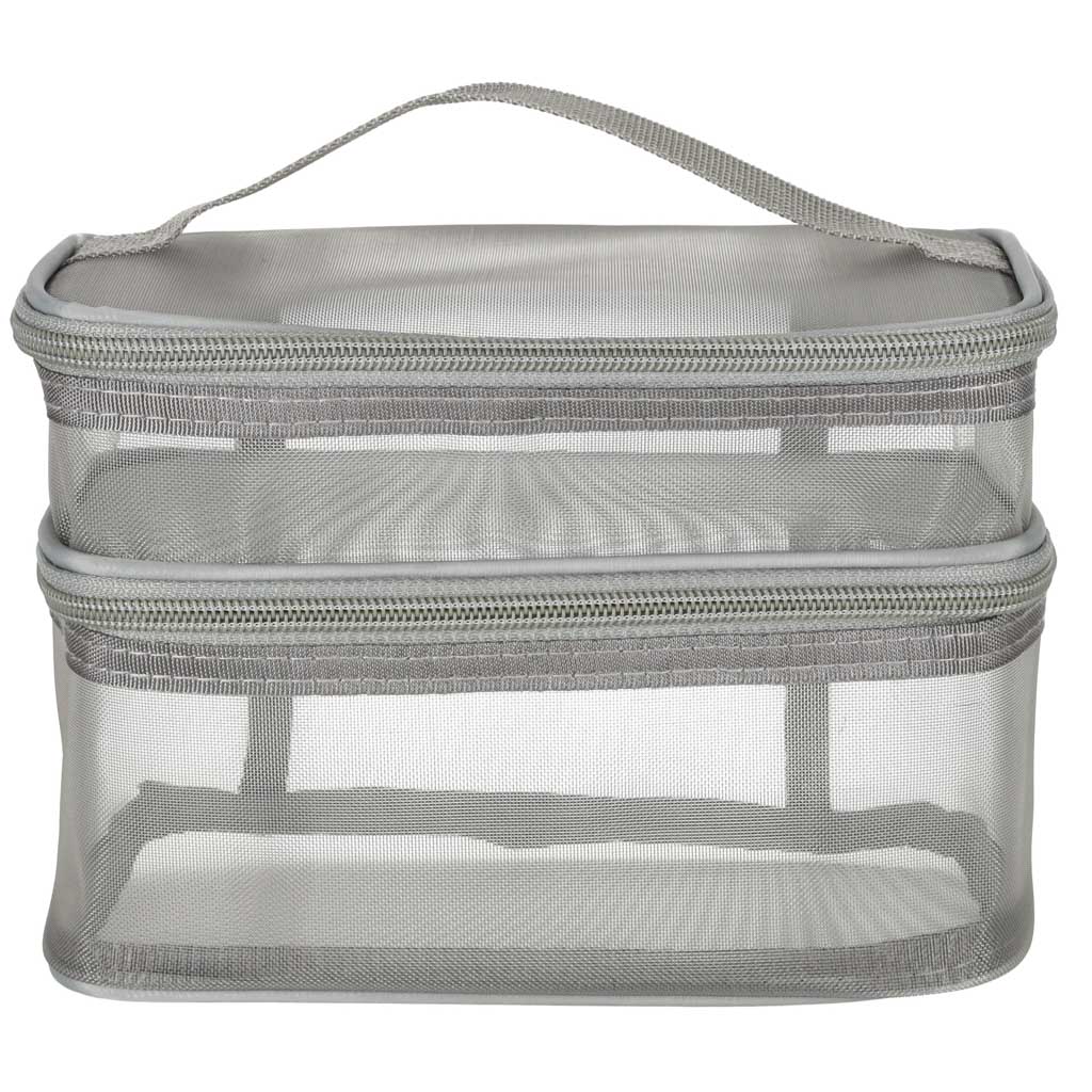 Kosmetyczka damska męska podróżna organizer składany XXL szary - obrazek 5