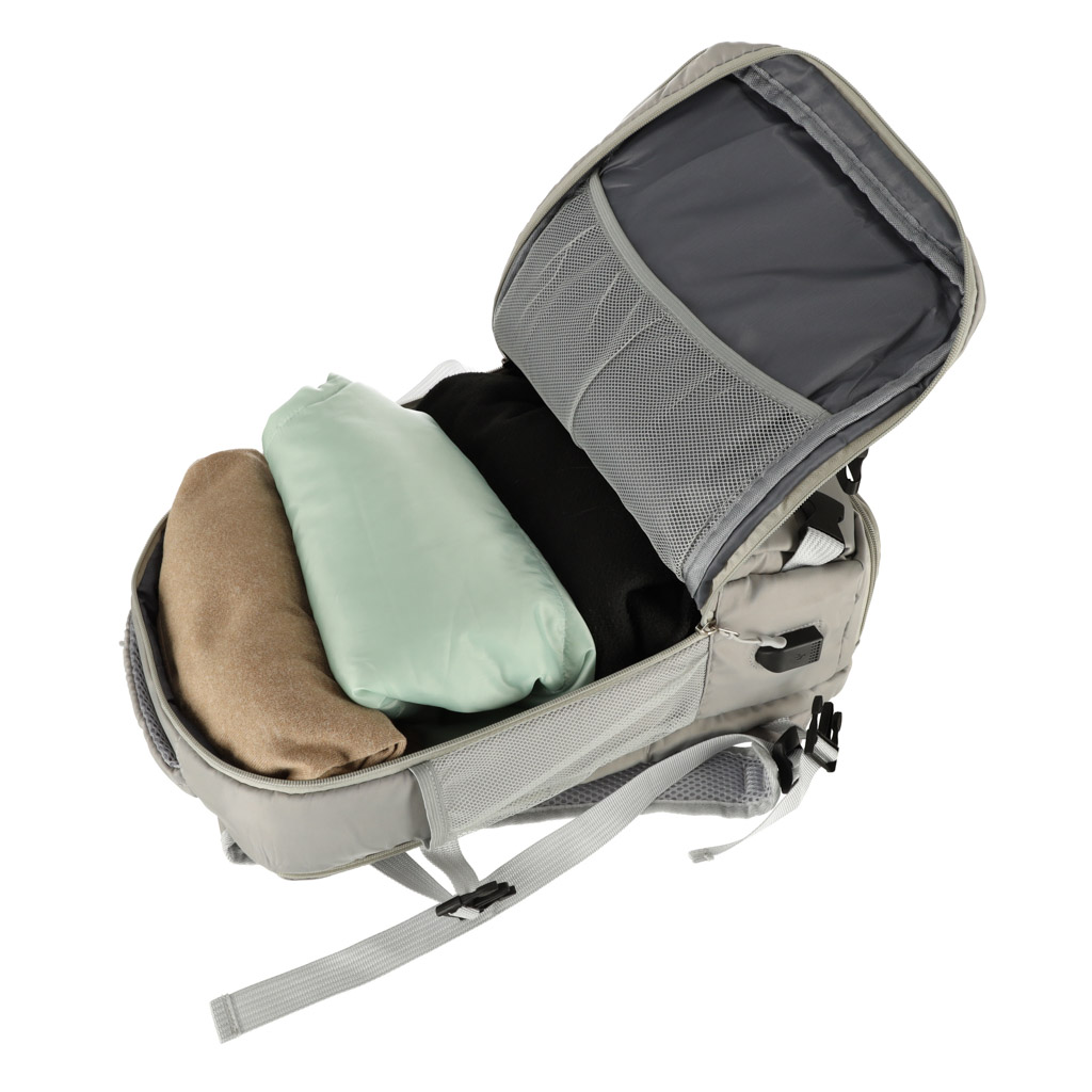 Plecak podróżny bagaż podręczny RYANAIR WIZZAIR USB szary - obrazek 4