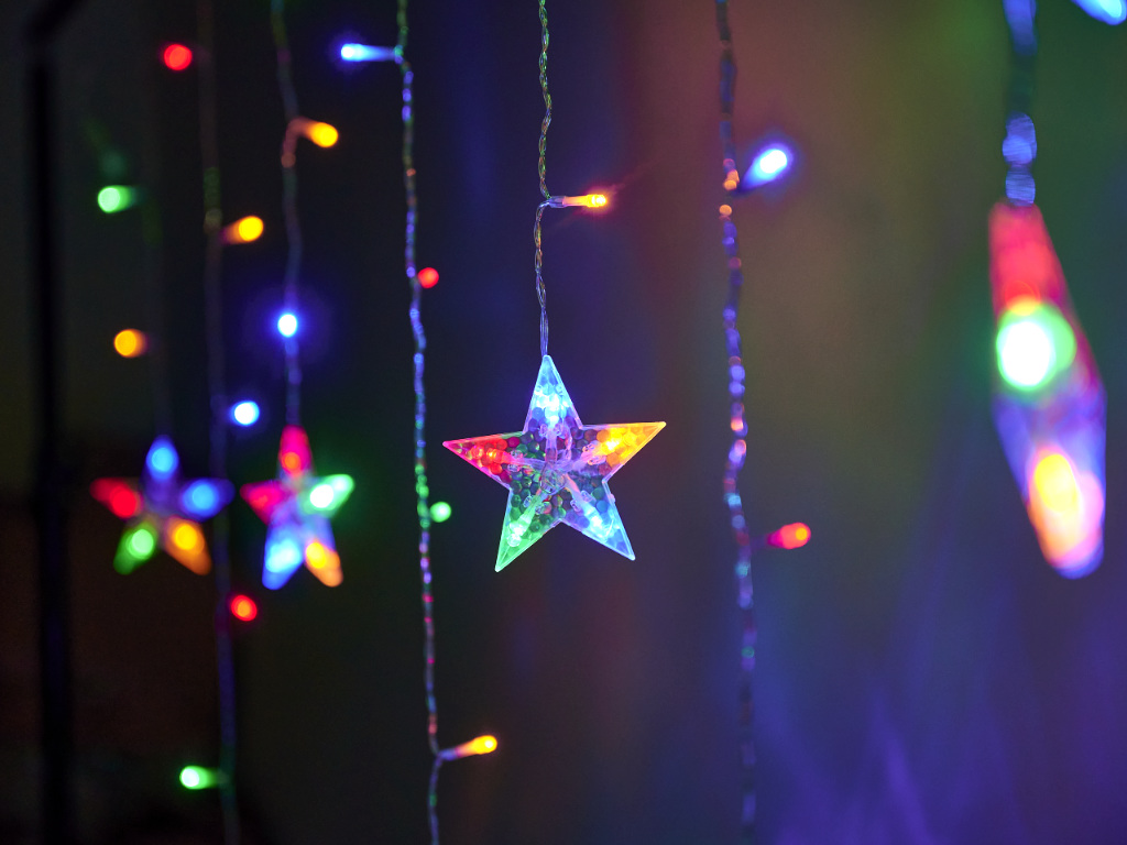 Lampki LED kurtyna renifer dzwonek mix świąteczne choinkowe 2,5m 138LED multikolor 8 trybów świecenia IP44 - obrazek 5