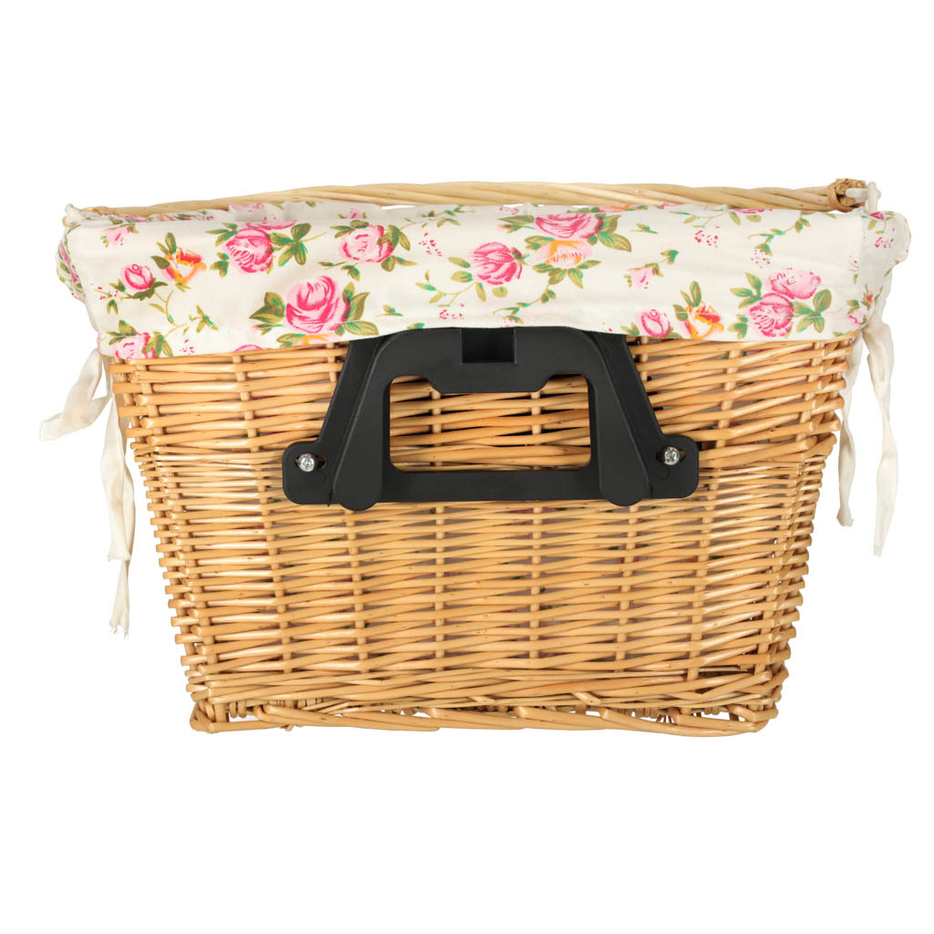 Kosz wiklinowy na rower RALLEX kosz przedni pleciony wkład click w kwiaty - obrazek 8