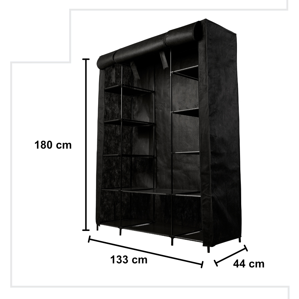 Szafa tekstylna materiałowa składana garderoba na ubrania XXL czarna - obrazek 3