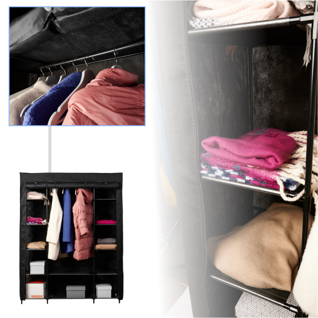 Szafa tekstylna materiałowa składana garderoba na ubrania XXL czarna - obrazek 4