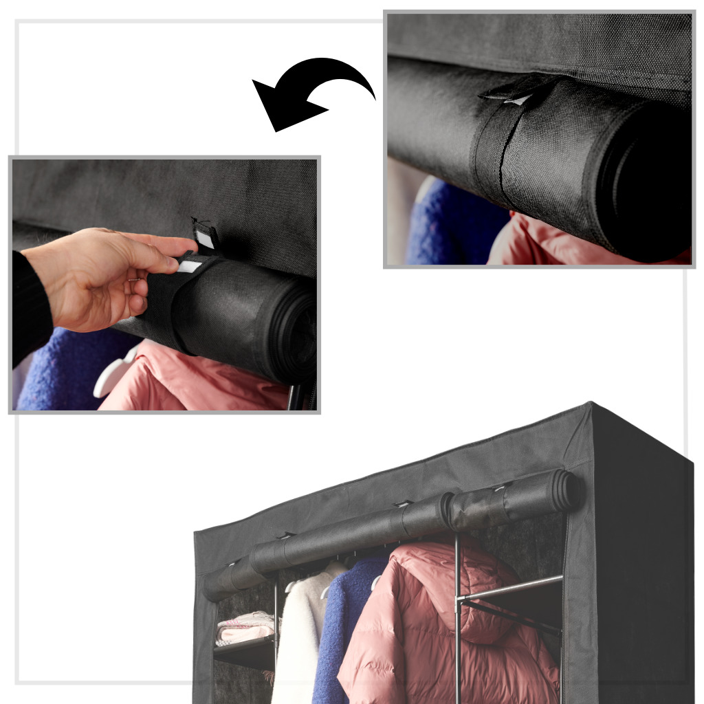 Szafa tekstylna materiałowa składana garderoba na ubrania XXL czarna - obrazek 5
