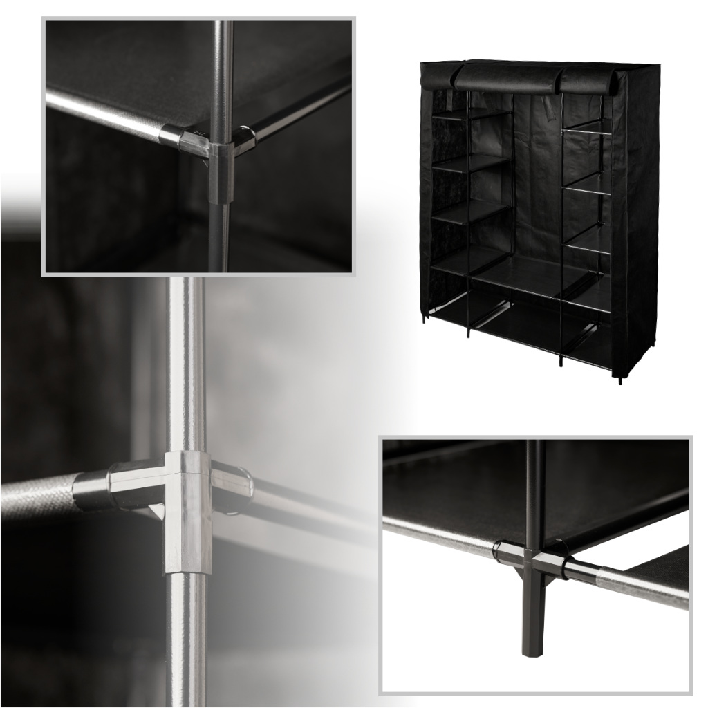 Szafa tekstylna materiałowa składana garderoba na ubrania XXL czarna - obrazek 6