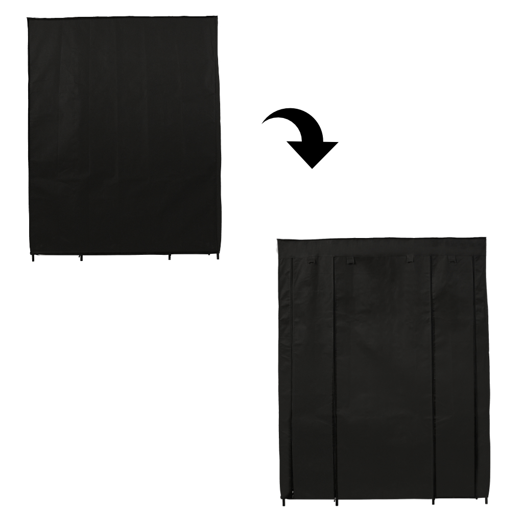 Szafa tekstylna materiałowa składana garderoba na ubrania XXL czarna - obrazek 7